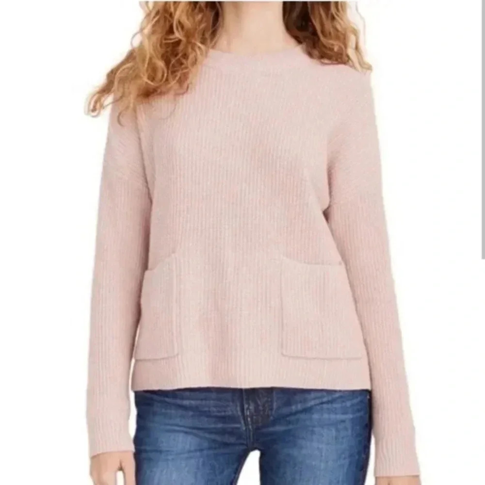 Madewell Patch Pocket Pullover Sweater pink small